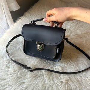 Zatchels Sugarcube Small Navy Handbag w/ Crossbody Strap